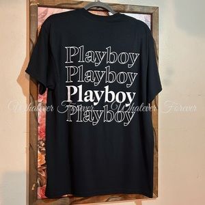 Playboy black tee shirt is all black in the front